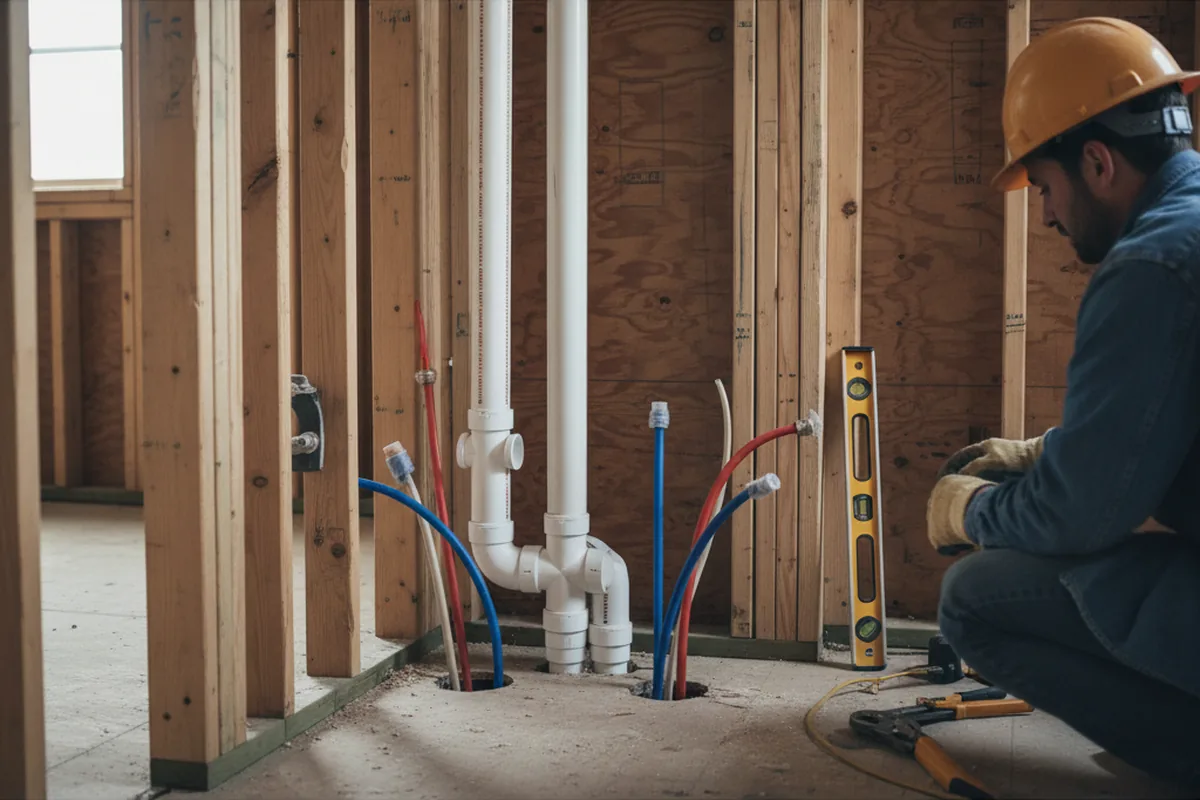 Drain and supply rough-in during Sump Pump Repair in Canadian