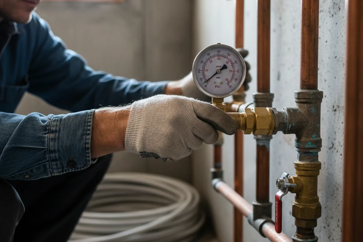 Pressure testing a repaired line during Water Line Repair in Canadian