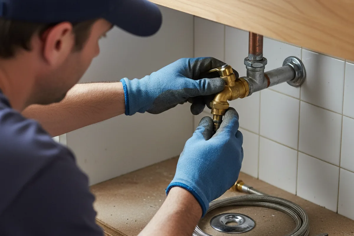 Shutoff valve and fitting work during Burst Pipe Repair in Canadian